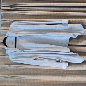 Women's Size Small Sonoma Gray Waffle Knit Open Sweater Jacket w Hood & Pockets